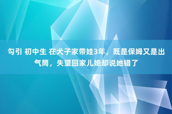 勾引 初中生 在犬子家带娃3年，既是保姆又是出气筒，失望回家儿媳却说她错了