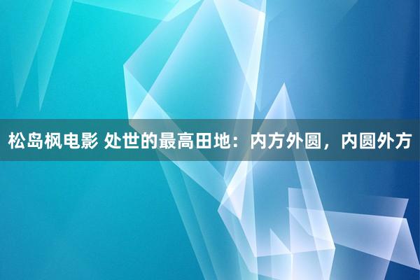 松岛枫电影 处世的最高田地：内方外圆，内圆外方