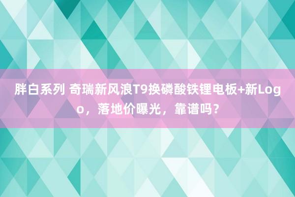 胖白系列 奇瑞新风浪T9换磷酸铁锂电板+新Logo，落地价曝光，靠谱吗？