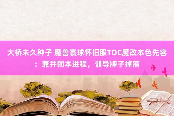 大桥未久种子 魔兽寰球怀旧服TOC魔改本色先容：兼并团本进程，训导牌子掉落