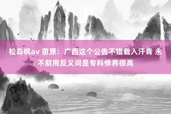 松岛枫av 苗原：广西这个公告不错载入汗青 永不叙用反义词是专科修养很高