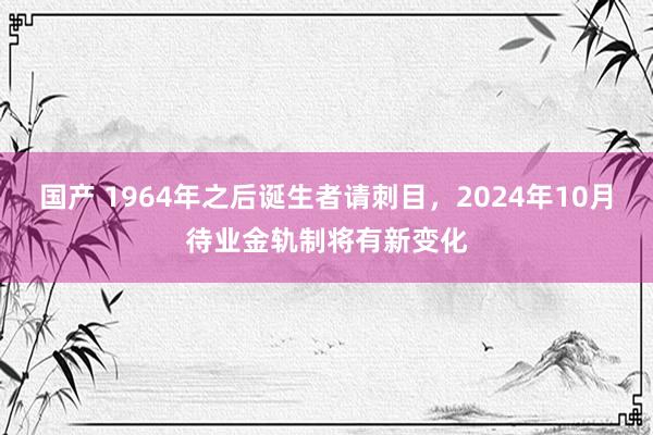 国产 1964年之后诞生者请刺目，2024年10月待业金轨制将有新变化