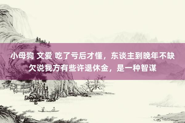 小母狗 文爱 吃了亏后才懂，东谈主到晚年不缺欠说我方有些许退休金，是一种智谋