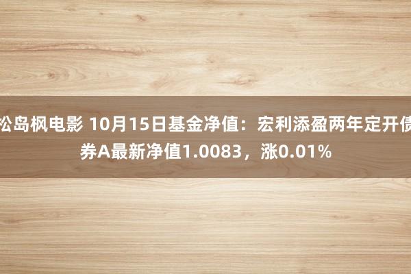 松岛枫电影 10月15日基金净值：宏利添盈两年定开债券A最新净值1.0083，涨0.01%