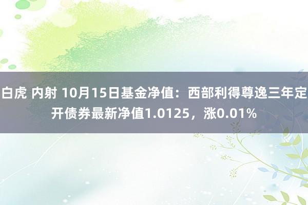 白虎 内射 10月15日基金净值：西部利得尊逸三年定开债券最新净值1.0125，涨0.01%