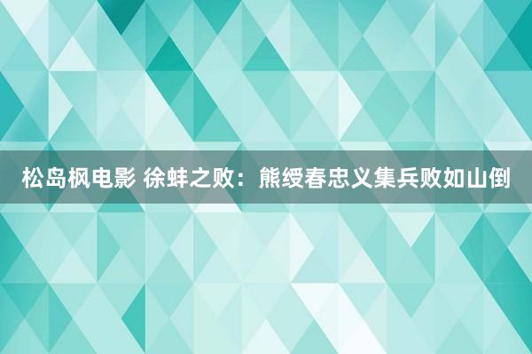 松岛枫电影 徐蚌之败：熊绶春忠义集兵败如山倒