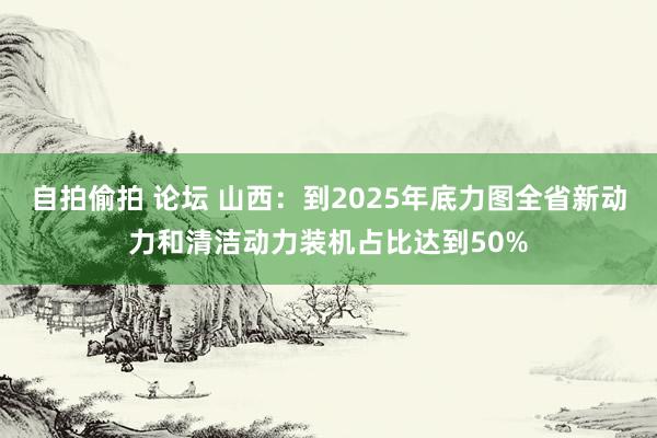 自拍偷拍 论坛 山西：到2025年底力图全省新动力和清洁动力装机占比达到50%