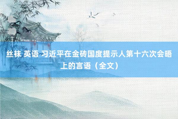 丝袜 英语 习近平在金砖国度提示人第十六次会晤上的言语（全文）