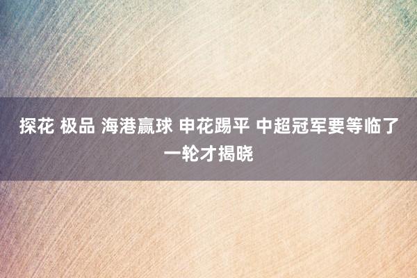 探花 极品 海港赢球 申花踢平 中超冠军要等临了一轮才揭晓