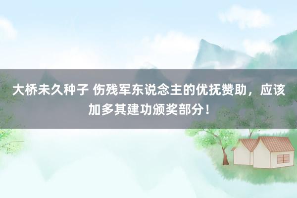 大桥未久种子 伤残军东说念主的优抚赞助，应该加多其建功颁奖部分！