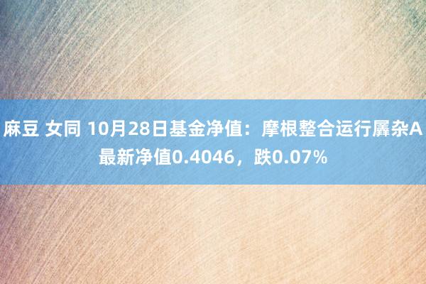 麻豆 女同 10月28日基金净值：摩根整合运行羼杂A最新净值0.4046，跌0.07%