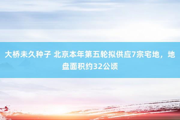 大桥未久种子 北京本年第五轮拟供应7宗宅地，地盘面积约32公顷