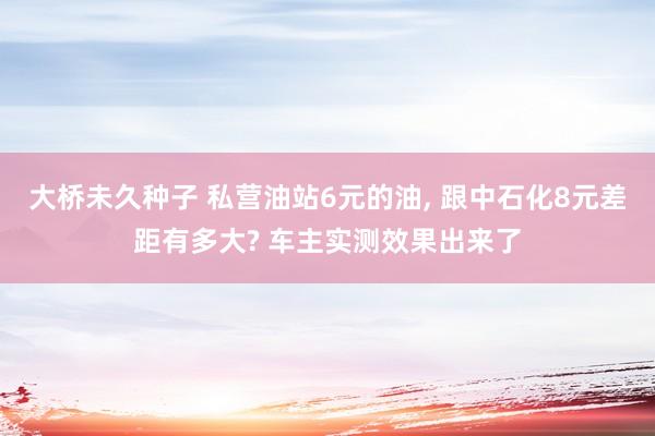 大桥未久种子 私营油站6元的油， 跟中石化8元差距有多大? 车主实测效果出来了