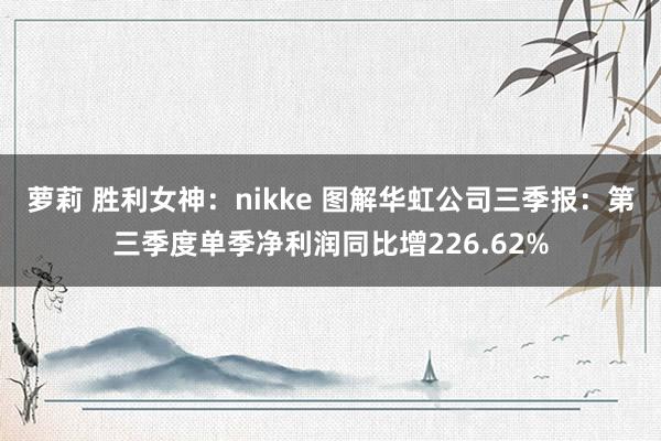 萝莉 胜利女神：nikke 图解华虹公司三季报：第三季度单季净利润同比增226.62%