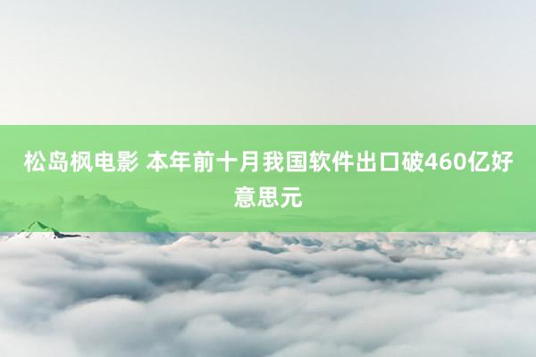 松岛枫电影 本年前十月我国软件出口破460亿好意思元