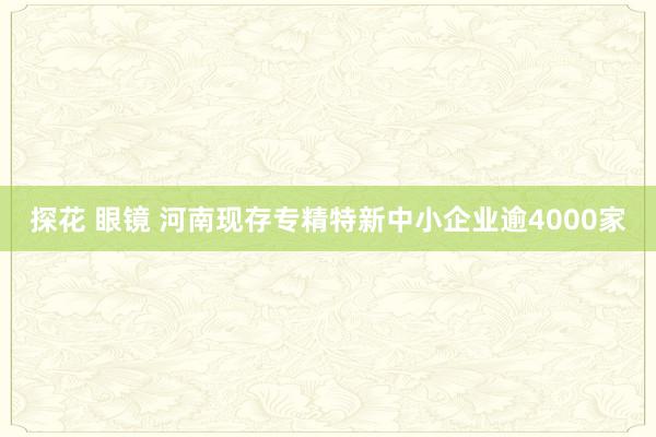 探花 眼镜 河南现存专精特新中小企业逾4000家