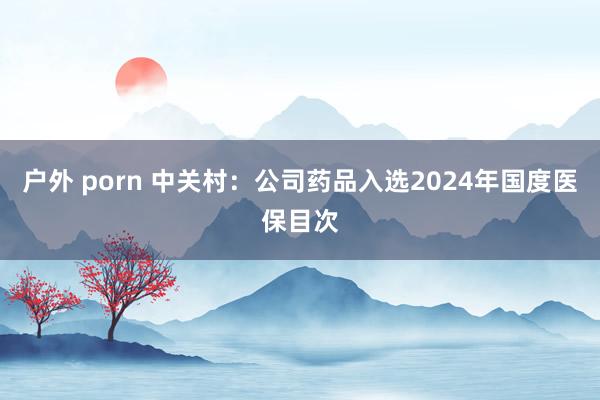 户外 porn 中关村：公司药品入选2024年国度医保目次