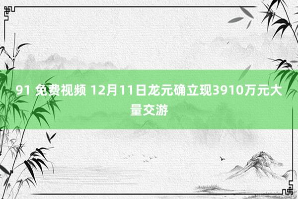 91 免费视频 12月11日龙元确立现3910万元大量交游