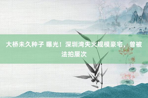 大桥未久种子 曝光！深圳湾失火规模豪宅，曾被法拍屡次