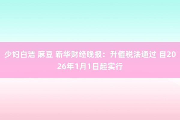 少妇白洁 麻豆 新华财经晚报：升值税法通过 自2026年1月1日起实行