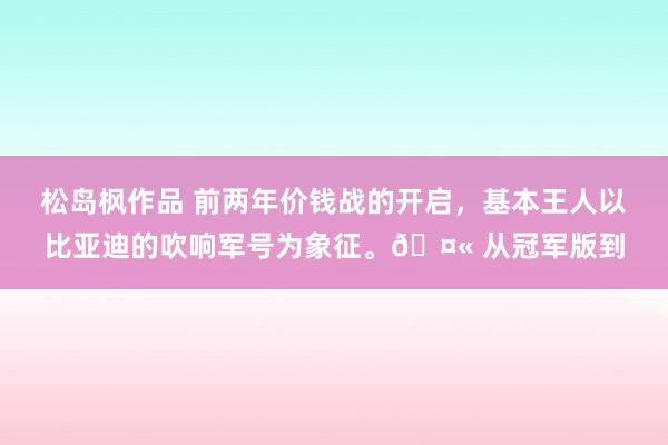 松岛枫作品 前两年价钱战的开启，基本王人以比亚迪的吹响军号为象征。🤫 从冠军版到