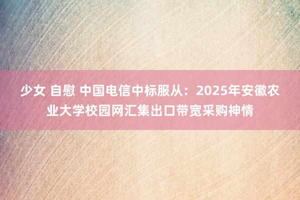 少女 自慰 中国电信中标服从：2025年安徽农业大学校园网汇集出口带宽采购神情