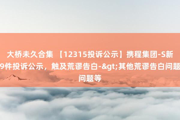 大桥未久合集 【12315投诉公示】携程集团-S新增9件投诉公示，触及荒谬告白->其他荒谬告白问题等