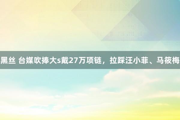 黑丝 台媒吹捧大s戴27万项链，拉踩汪小菲、马筱梅