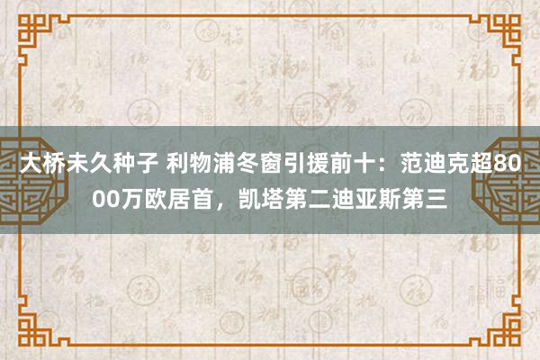 大桥未久种子 利物浦冬窗引援前十：范迪克超8000万欧居首，凯塔第二迪亚斯第三